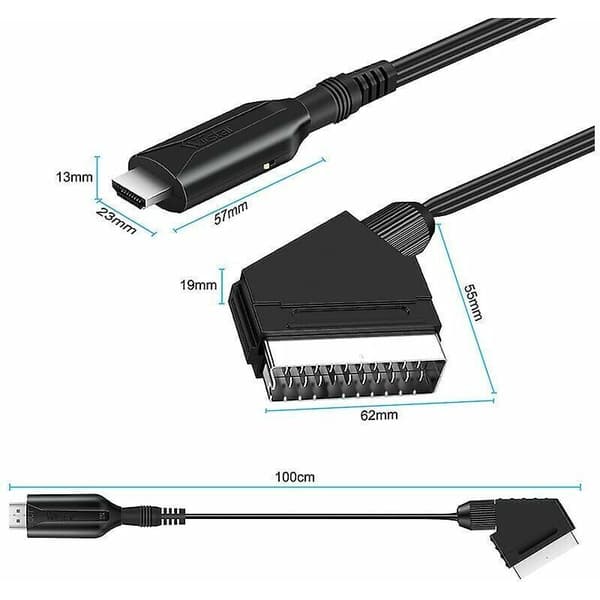 Scart til HDMI Video Lydadapter for HDTV/DVD/Dekoder/PS3/PAL/NTSC