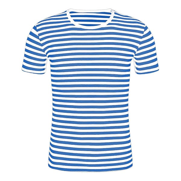 Men's Sailor Style Striped Round Neck Short Sleeve Basic Casual Short Sleeve Sky Blue S Sky Blue S