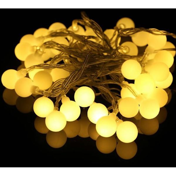 10 meter LED string lights with 100 warm white bulbs (for a bistro-like setting)