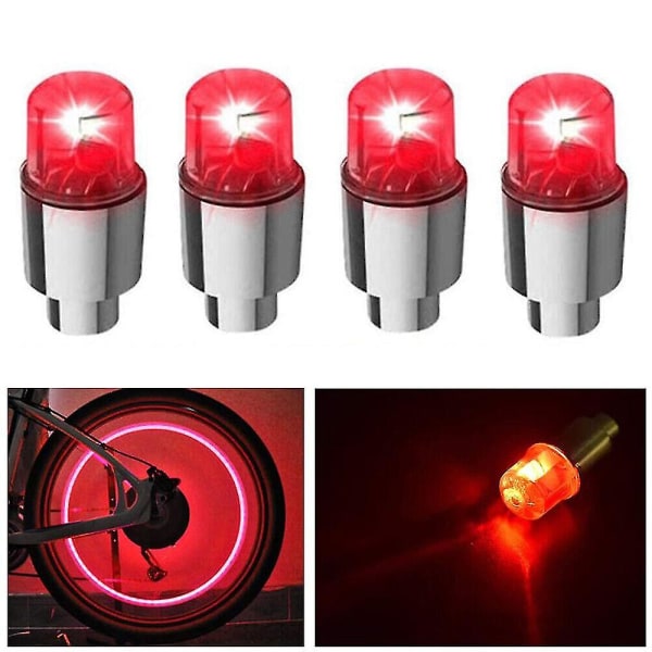 4 st Bil SUV Hjul Däck Däck Luftventil Stam LED Ljus Lock Skydd Tillbehör Röd 4 st Red 4Pcs