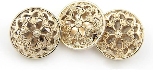 10 stk guld tøjknapper - hul blomsterformet metalskaft rund