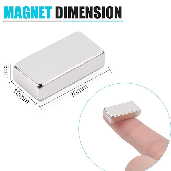 Sällsynta Jordmagneter, Små Rektangulära Industrimagneter för Hantverk, Kontor, Kök, Kylskåp och Verktygsförvaring 20x10x5mm, 18-pack