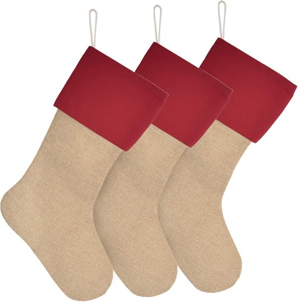 Jutestrumpa för jul, 3-pack, enfärgad, DIY-julgran