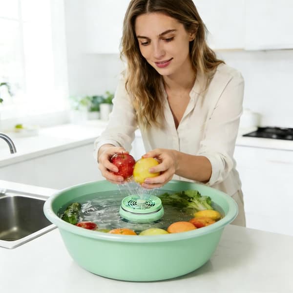 Portable Food Cleaning Machine, Fruit and Vegetable Purifier, 4-Mode Multifunctional Washer, Compact Kitchen Cleaner for Meat, Seafood, Grains