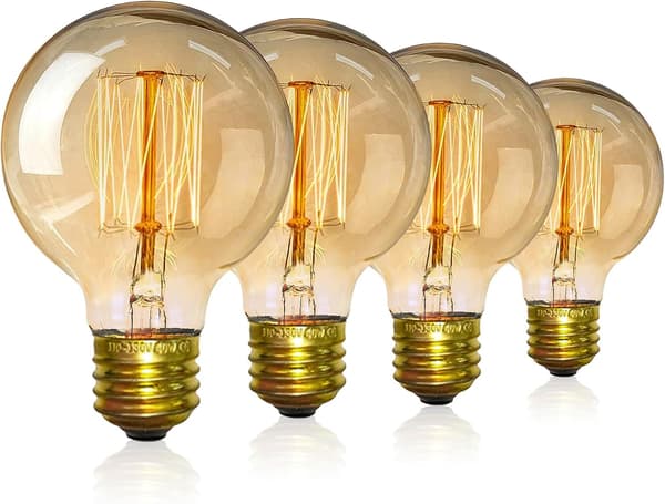 Vintage Edison Bulb, Dimmable Screw, Edison Bulb, Vintage Filament Bulb Warm Light 40w G80 E27 220V - 4-pack
