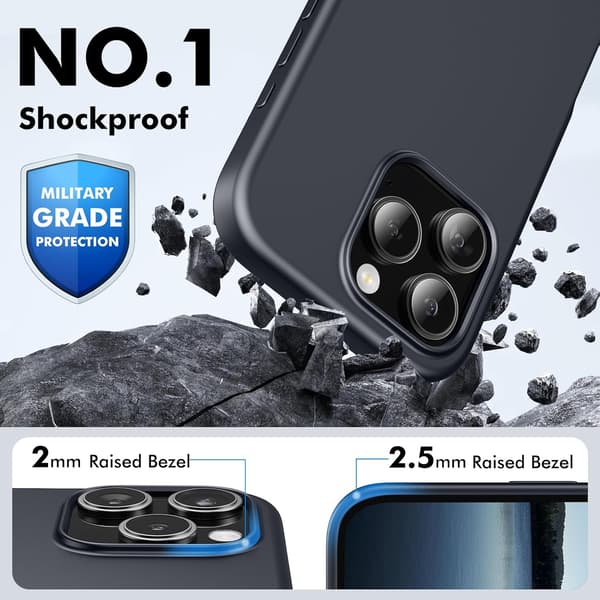Silicone Case Compatible with iPhone 16 Pro Case Soft Ultra-Thin Protective Shockproof Liquid Silicone Phone Case, 6.1\" Midnight Blue
