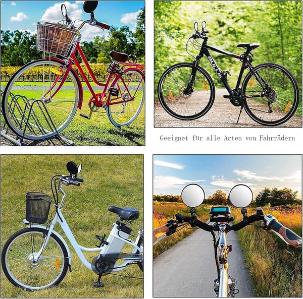 2-pack Universal Bicycle Handlebar Mirrors, Swivel Reflector, Handle