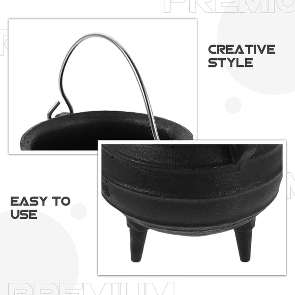 Cast Iron Incense Holder, Soot Container with Handle, Heat-Resistant Tripod Container