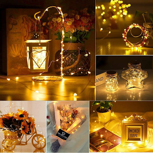 5-pack Batteridrivna Fairy Lights, 2M 20 LED Vattentäta Koppartrådslyktor, Firefly Starry för DIY Bröllop (Varmvit)