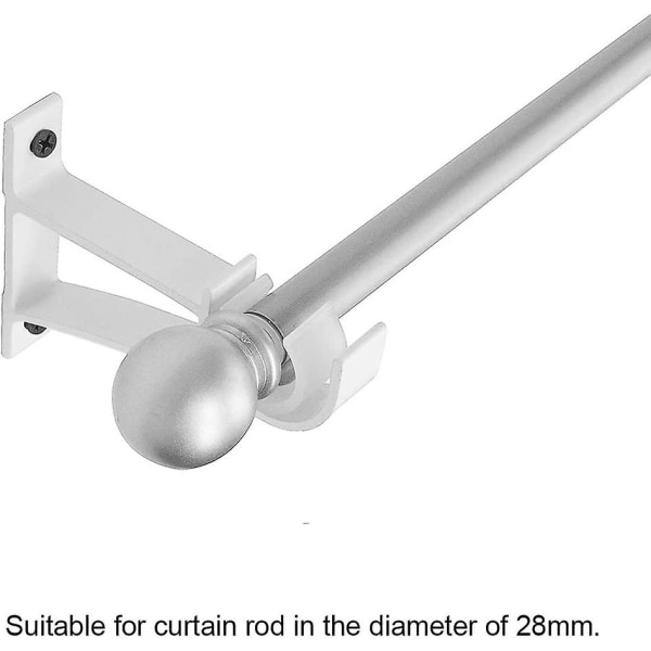 2 stk Gardinstangsbeslag, Aluminiumlegerings Enkelt Gardinstangsbeslag, Stangs Holder Med Forlængelsesstik, Loft Gardinstangsbeslag Til 28mm, Hvid