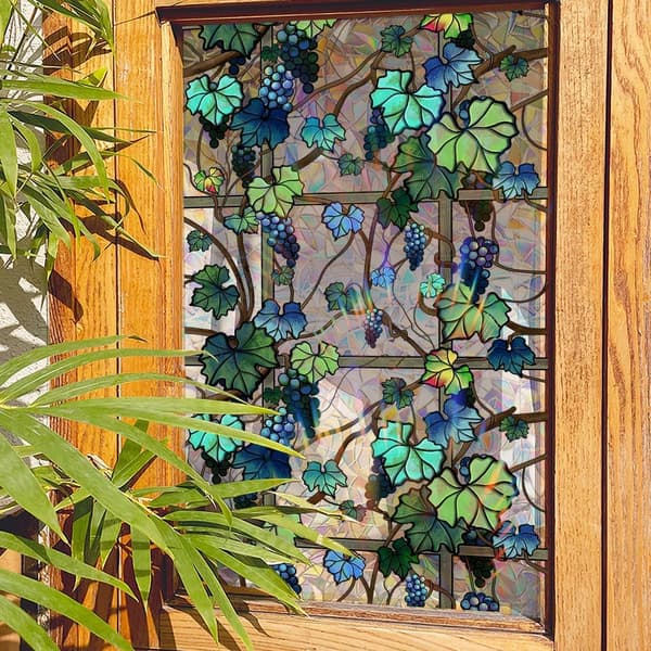 Decorative Window Film, Vines and Flowers Privacy Screen, Double-Sided Static, 45x200cm