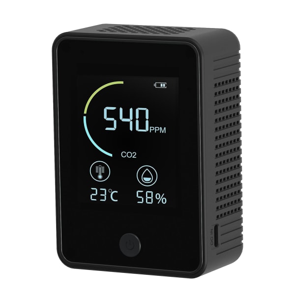 CO2-Måler LCD Baggrundsbelysning Indendørs Kuldioxid CO2-Koncentrationsdetektor Funktioner: Sort