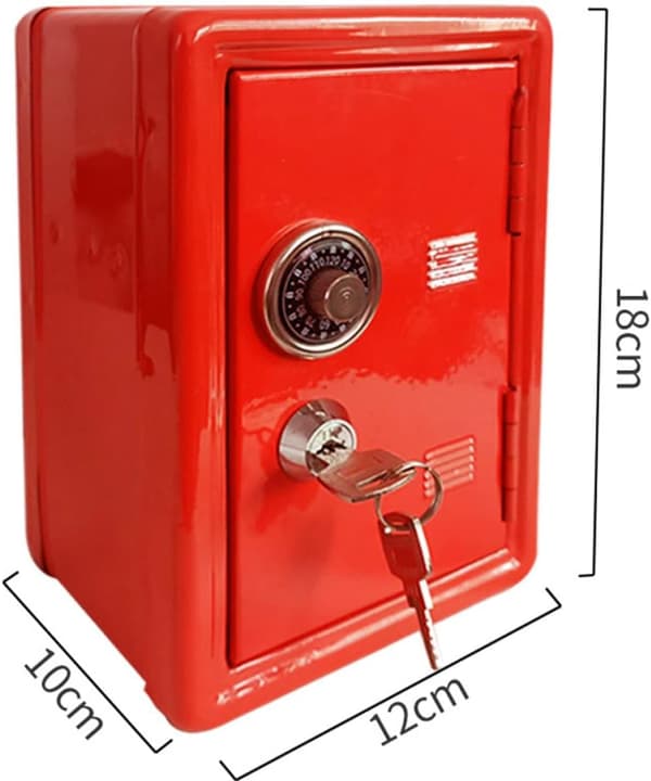 Mini safe sparegris rød, kompakt myntoppbevaringsbeholder