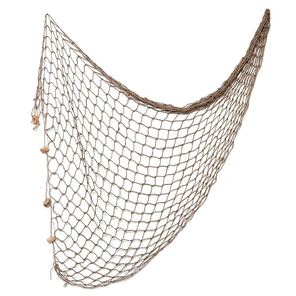 100*200cm Dekorativt Fiskenett i Middelhavsstil, Marine Fiskegarn, Veggdekorasjon, Fotobakgrunn, Brun Brown