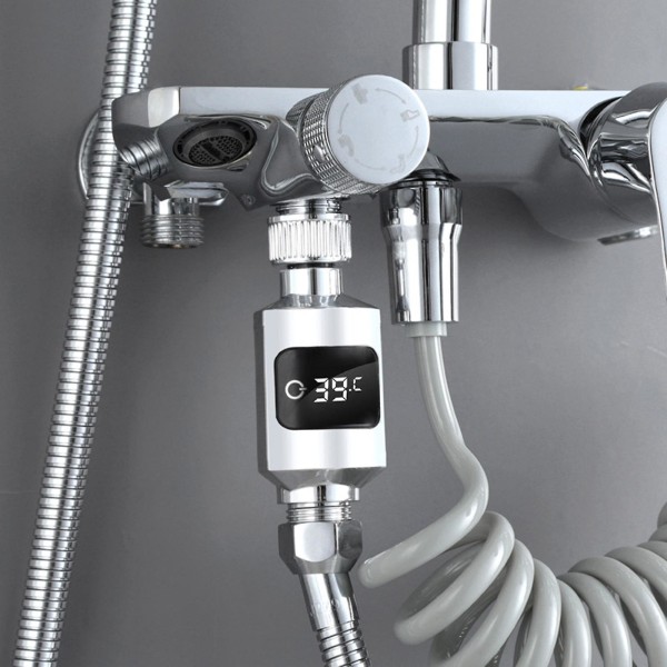 Duschpyrometer LED Digital Display Baby Celsius Pyrometer för kök för hembadrum (si Silver