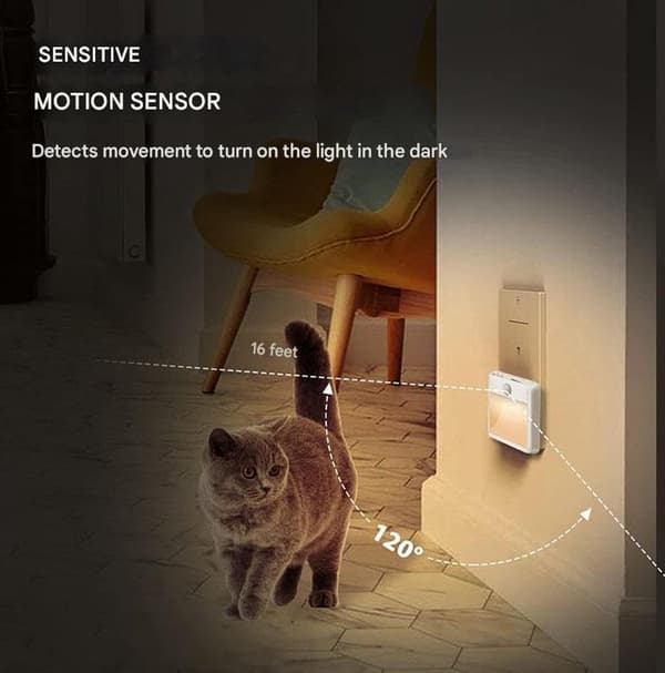 Bevægelsessensor Natlampe 2-pak med Tidsvisning 3 Farver Berøringsdæmper Stikkontakt