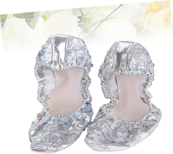 Sequined Dance Shoes XL Round Flat Latin Dance Shoes Comfortable Dance Accessories