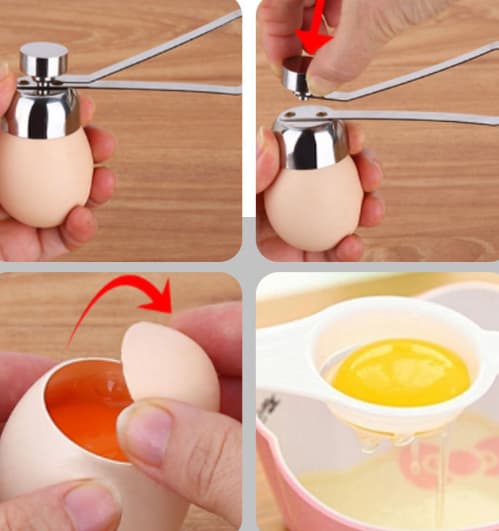 Eggeskallåpner i rustfritt stål (10,5 x 3,5 tommer), eggeskallåpner for kokte egg