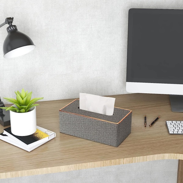 Pappershållare, Läder Pappershållare Rektangulär Kleenex Pappershållare för Hem/Kontor/Bil Dekoration 9.4*25*13.8CM