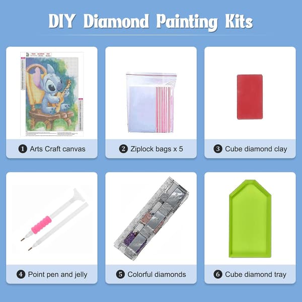 DIY-timanttimaalaussarja - Stitch soittaa kitaraa