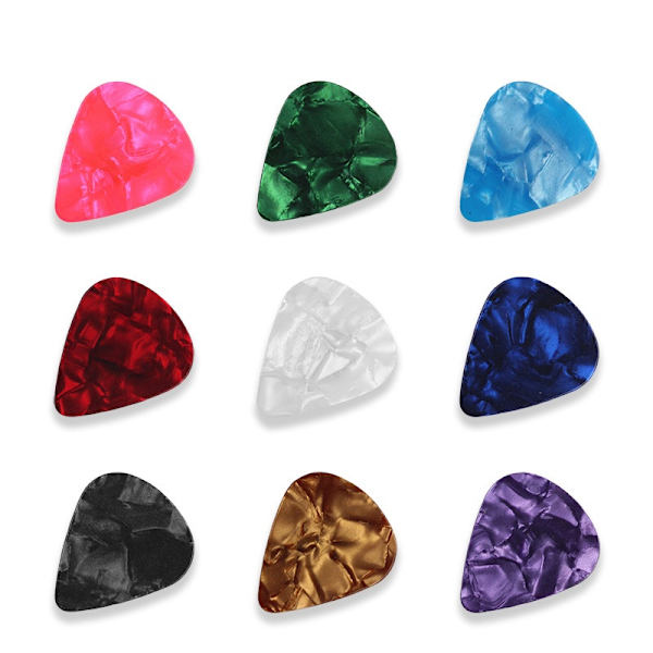 Picks 10 st/förpackning Färgglada Celluloidgitarrplock för Akustiska Gitarrer Picks-0.46mm-Slumpmässig Färg