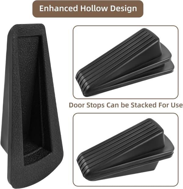 4-pack - Door Stop - Floor Mounted - Premium - Rubber Wedges - Strong - Stackable - Floor Door Stop - Carpeted - Door Joints