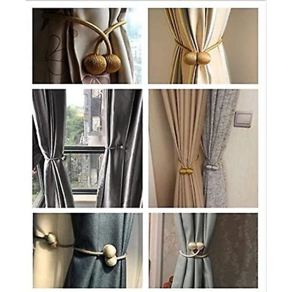 Vindue Gardin Tiebacks Clips Vs Stærke Magnetiske Tie Band Hjem Kontor Dekorative Draperier Væve Holdbacks Holdere Europæisk Stil 1 Par Lys Grå