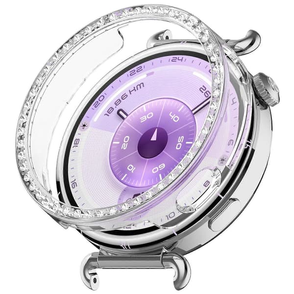 Single Row Diamond Half Coverage Hollow PC Watch Protective Case for Huawei Watch GT 6 41mm Rose Gold Rose Gold