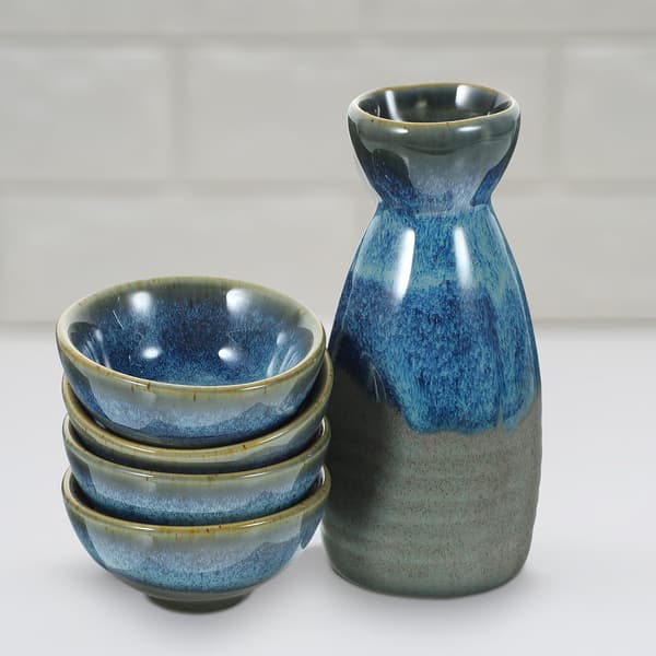 Saki Cups Sake Set Vintage Ceramic Traditional Japanese Style Sake Pot and Practical