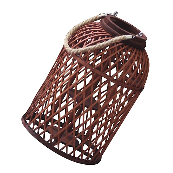 Golvkandelaber Hängande Te Ljus Hållare Rattan Lykta Hängande Lampskärm Retro Handhållen LyktaLi