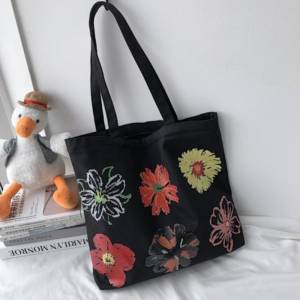 2 stk. Canvas Tote Bag til Kvinder Skuldertaske med lynlås Arbejde Strand Rejse og Indkøbspose