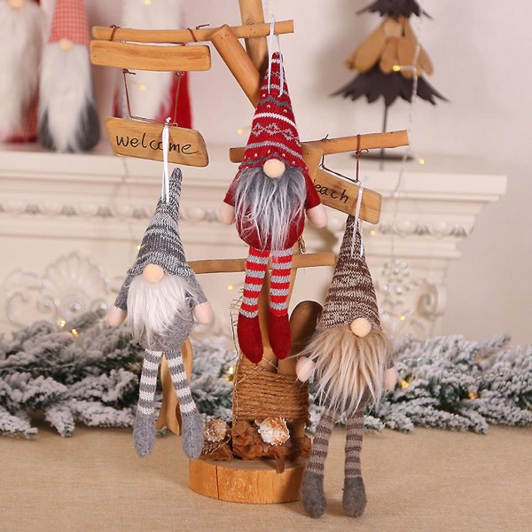 God Jul Lång Hatt Svensk Tomte Gnome Plysch Docka Ornament Hängande JulSittande grå