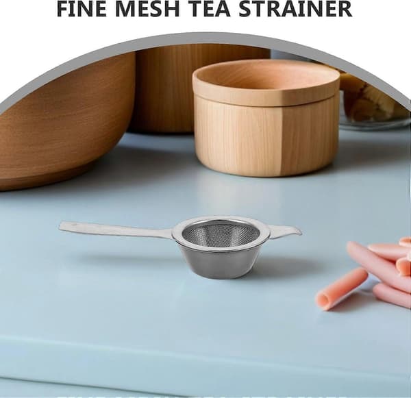 Stainless Steel Tea Strainer with Long Handle and Drip Bowl, Fine Mesh Tea Infuser for Loose Leaf Tea