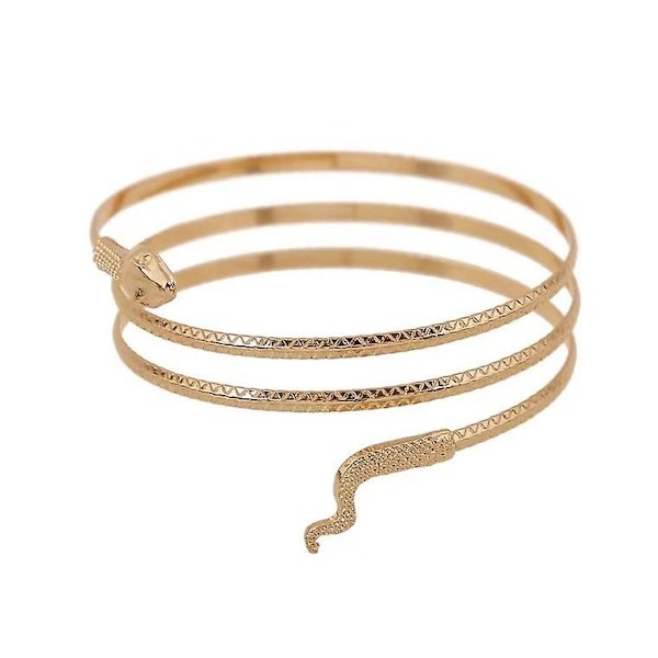 Spiralformad Ormarmband, Ankelkedja, Övre Armmanschett, Armband, Bangel i Punk-Stil (2 st, Guld)
