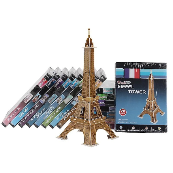 3D-papperspussel Ord Berömd Byggnad Eiffeltornet Pussel Montering Modell Hantverk Gör-det-själv Pedagogiska leksaker Barn Vuxengåva Frihetsgudinnan
