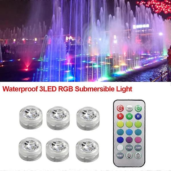 10 stk Mini Dykbare LED-lys med fjernkontroll telys små undervannslys 6 stk
