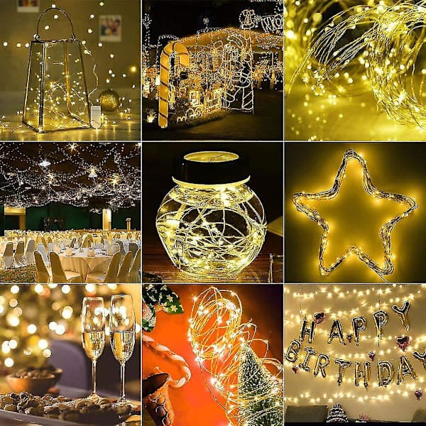 200 LED String Lights 20 m with Rechargeable Battery IP68 Waterproof 8 Modes Copper Wire Indoor/Outdoor with Remote Control and Timer, String Lights for ...