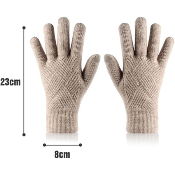 Vinterhandsker til kvinder Touchscreen Dobbeltlags Elastisk Termisk Strikket Foring Varme Handsker til Koldt Vejr