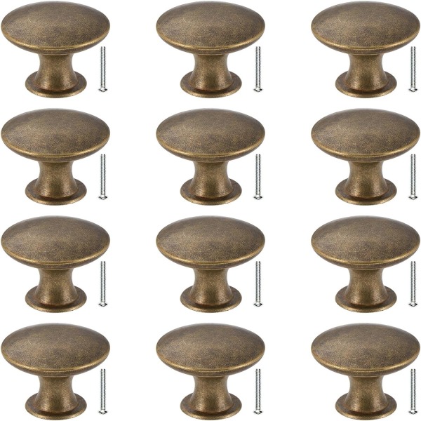 Dörrknoppar Set med 12 Lådknoppar 30mm Vintage Mässing Handtag Skåp Knoppar för Köks skåp