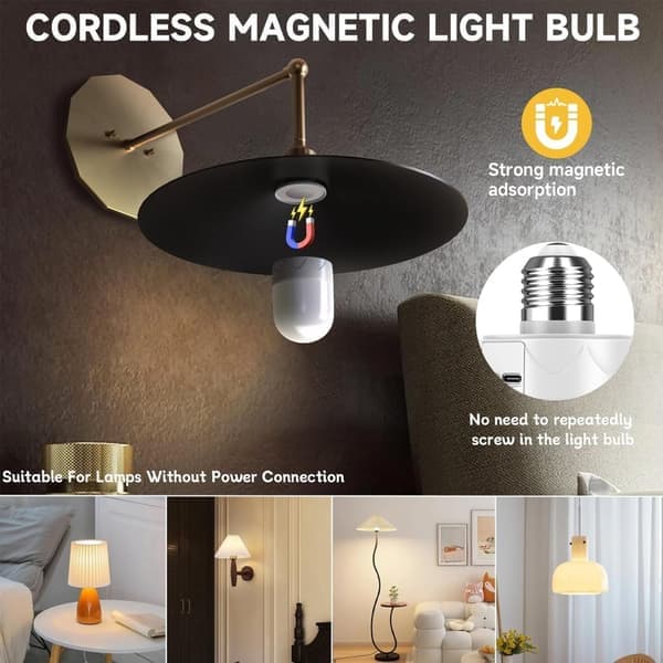 USB-charged RGB LED lamp with remote control - E27 smart bulb, 12 colors + dimmable (800 lumens), 3-hour timer, rechargeable night light