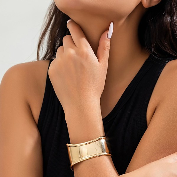Justerbara Manschettarmband Kvinnor Chunky Manschettarmband Brett Öppet Armband Tjockt Armband Smycken Elegant gåva