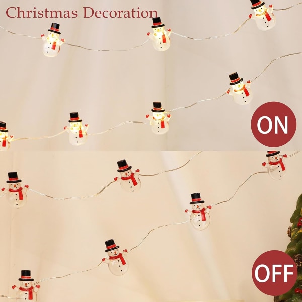 Jouluvalot 10 jalkaa 30 LEDiä Lumiukko Fairy Lights of String USB pistoke - talven häihin Makuuhuoneen takka Kristus