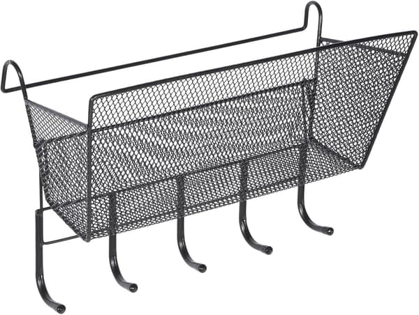 Dorm Bedside Basket Large Capacity Storage Black Iron Storage Holder