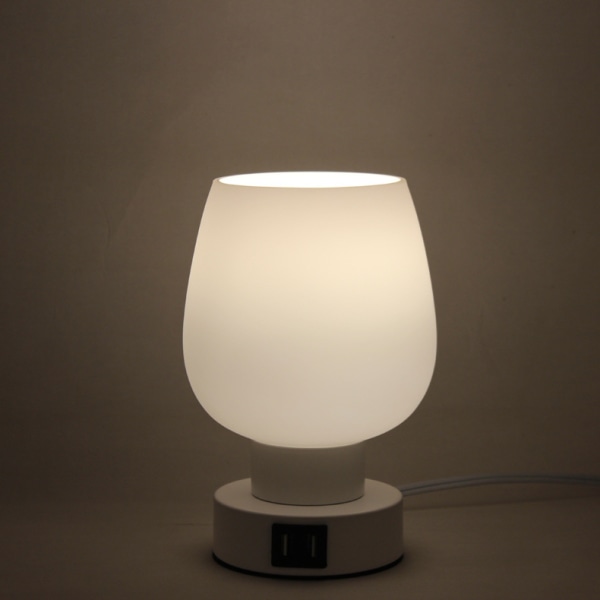 Touch nattbordslampe - moderne liten lampe for soverom Stue Nattbord, skrivebordslampe med hvit opalglass lampeskjerm, enkel design mors