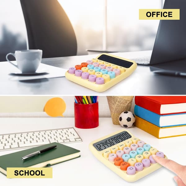 Mechanical Calculator with Large Buttons, Desktop Calculator, 12-Digit Display, Large LCD Screen, Suitable for Students and Basic Office Use.