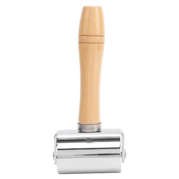 60mm Silver Leather Edge Roller Tool Wooden Handle DIY Leather Craft