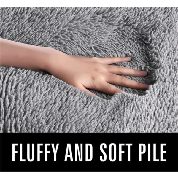 Moderna fluffiga mjuka mattor i vardagsrummet Lämpliga för barns sovrum Heminredning sovrumsinredning Ultramjuk matta (grå