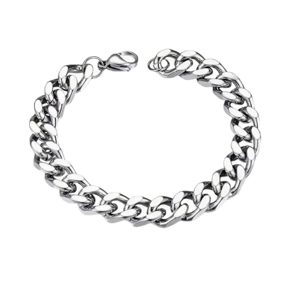 Unisex Kubansk Länkarmband i Rostfritt Stål, Trendig Design, Hållbar & Tidlös Accessoar, Silver