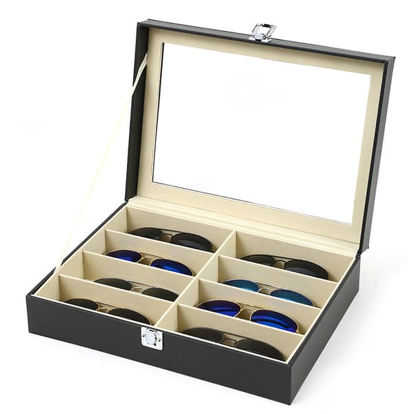 Double Thickened Display Sunglasses Leather Display Organizer Black Large Capacity Sunglasses Dustproof Glasses Case