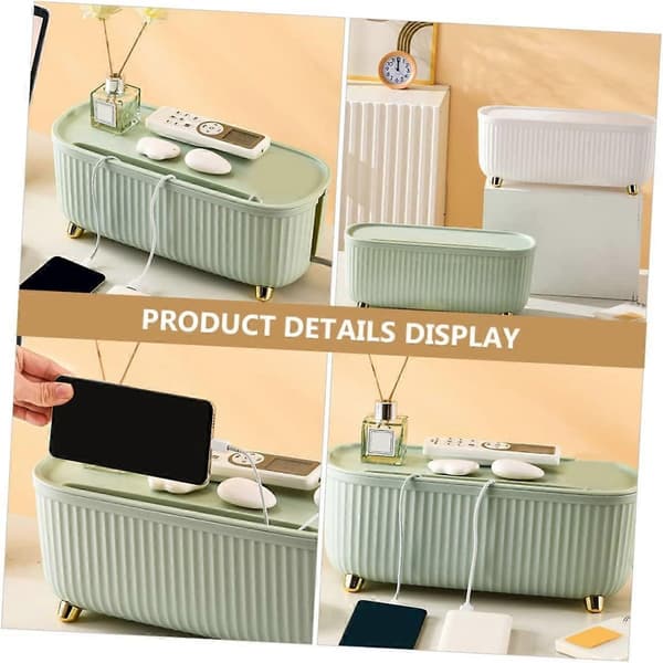 Desktop Cable Organizer Box - Large Capacity Cable Management Container, Stylish Design, Tangle-Free Power Cord Protector